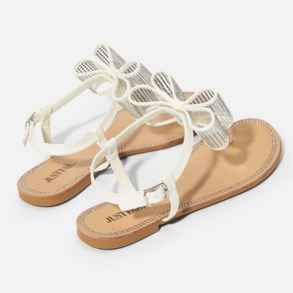 🖤JustFab Nellsie Bow Flat Sandals 7.5 NIB - Picture 3 of 3